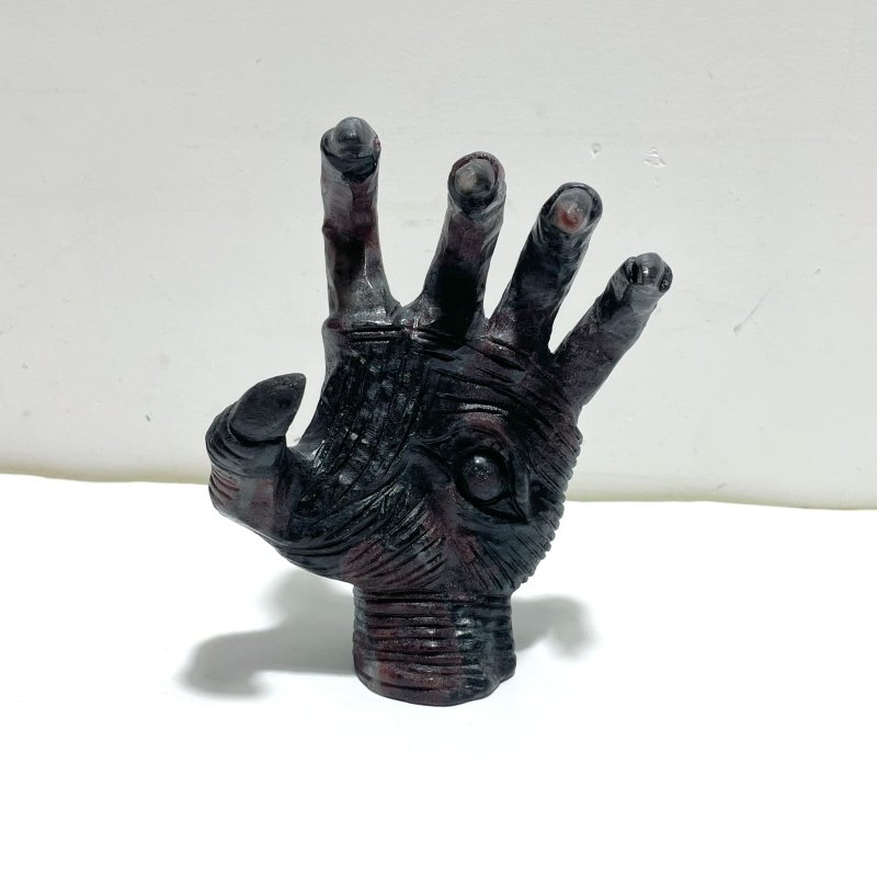 Garnet Mixed Astrophyllite Witchcore Demon Hand Carving - Wholesale Crystals