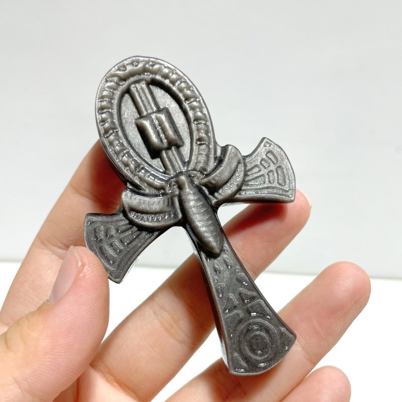 Gold Sheen Obsidian Silver Sheen Obsidian Anka Cross Wholesale - Wholesale Crystals