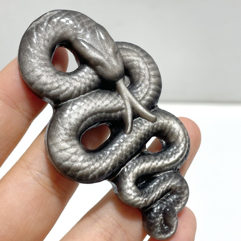 Gold Sheen Obsidian Silver Sheen Obsidian Snake Carving Wholesale - Wholesale Crystals