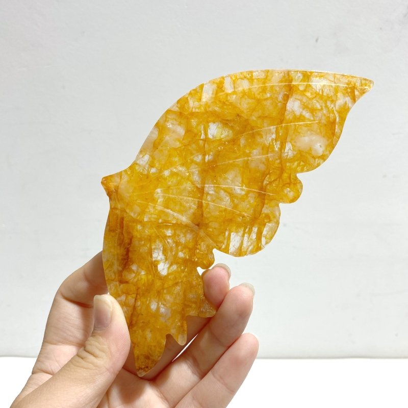 Golden Hematoid Quartz Fire Quartz Butterfly Wing Carving With Stand - Wholesale Crystals