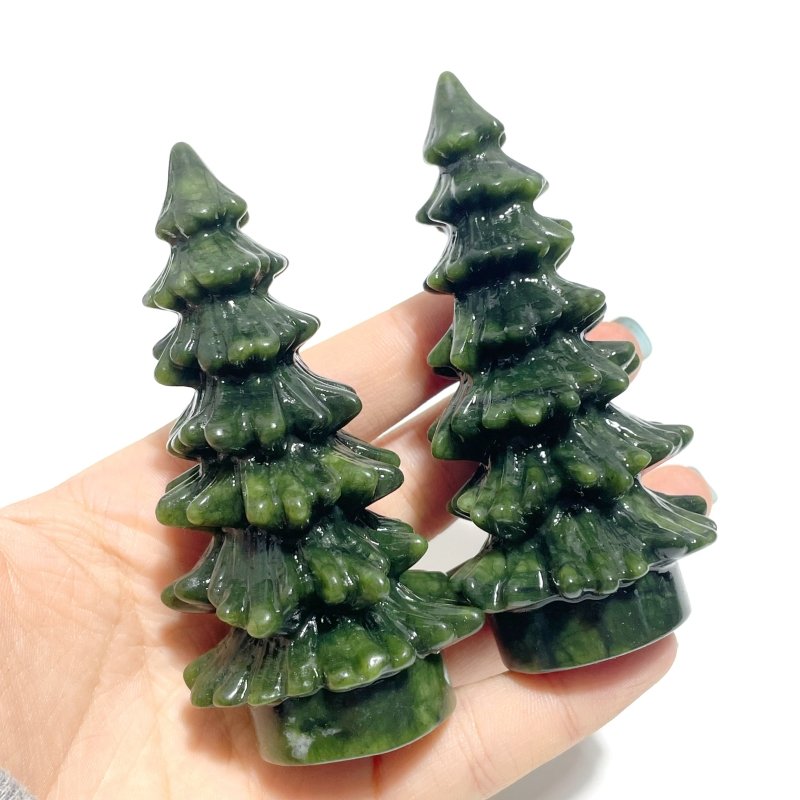 Green Jade Christmas Tree Carving Wholesale - Wholesale Crystals