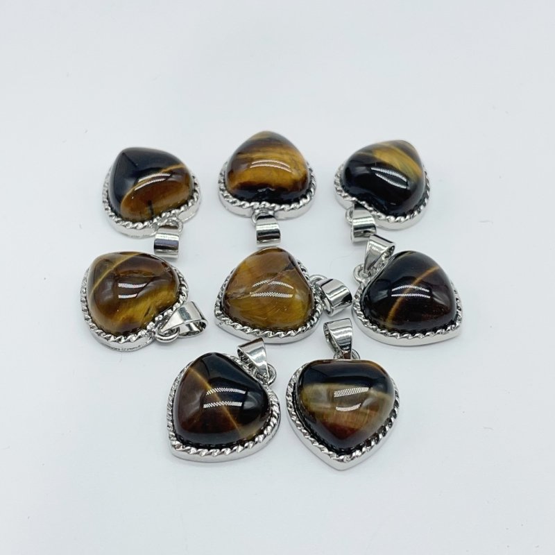 Green Strawberry Quartz Tiger Eye Heart Pendant Wholesale - Wholesale Crystals