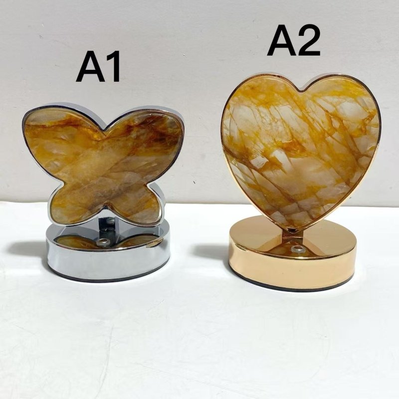 Hematoid Quartz LED Table Lamp Moon Heart & Butterfly Shape - Wholesale Crystals