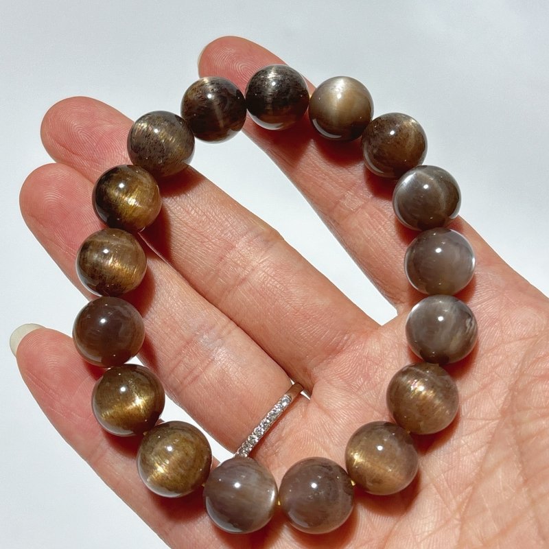High Grade Black Sunstone With Hematite Moonstone Bracelet(HGUB22) -Wholesale Crystals