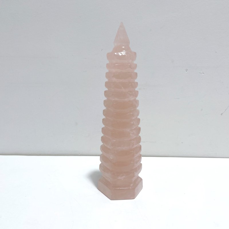 Large Beautiful Rose Quartz Wenchang Tower 13 - level Pagoda - Wholesale Crystals