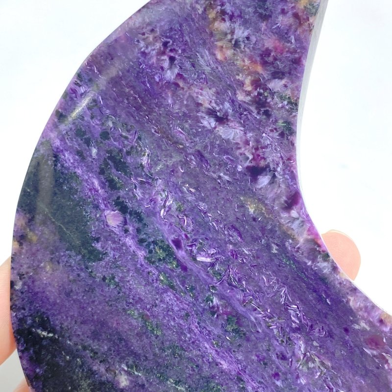 Large Charoite Moon Carving With Stand 16 -Wholesale Crystals