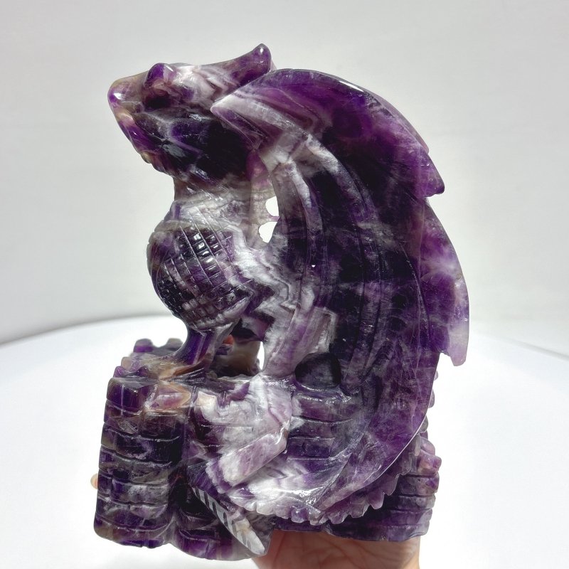 Large Chevron Amethyst Dragon Castle Carving - Wholesale Crystals