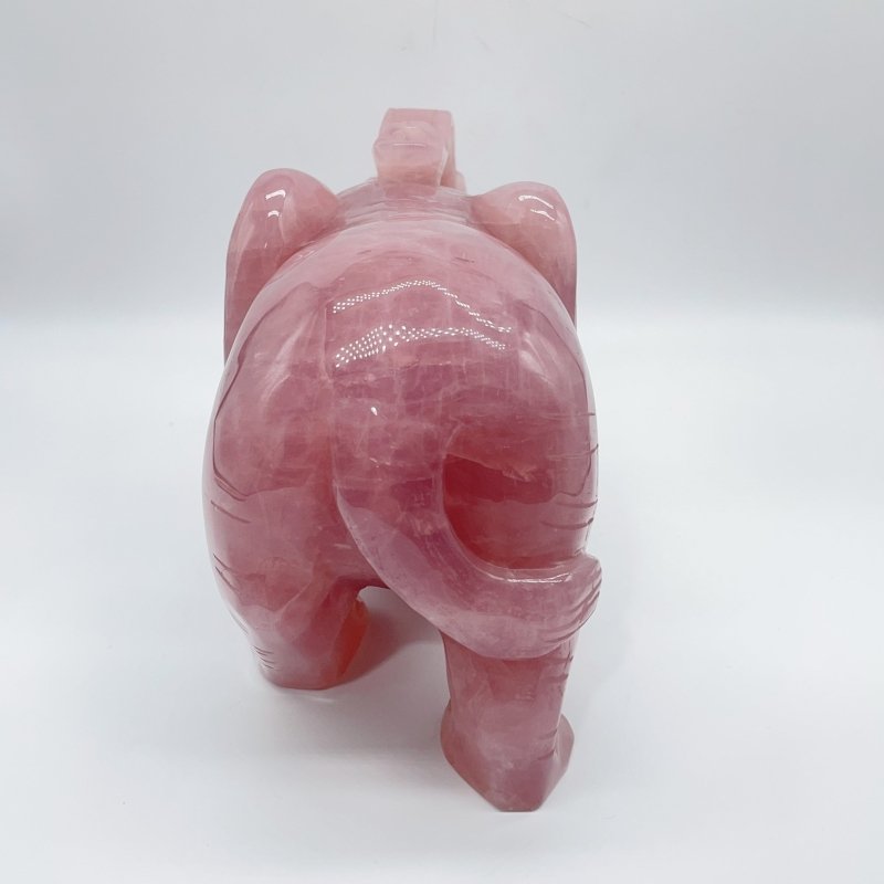 Large Deep Pink Madagascar Rose Quartz Elephant Carving - Wholesale Crystals