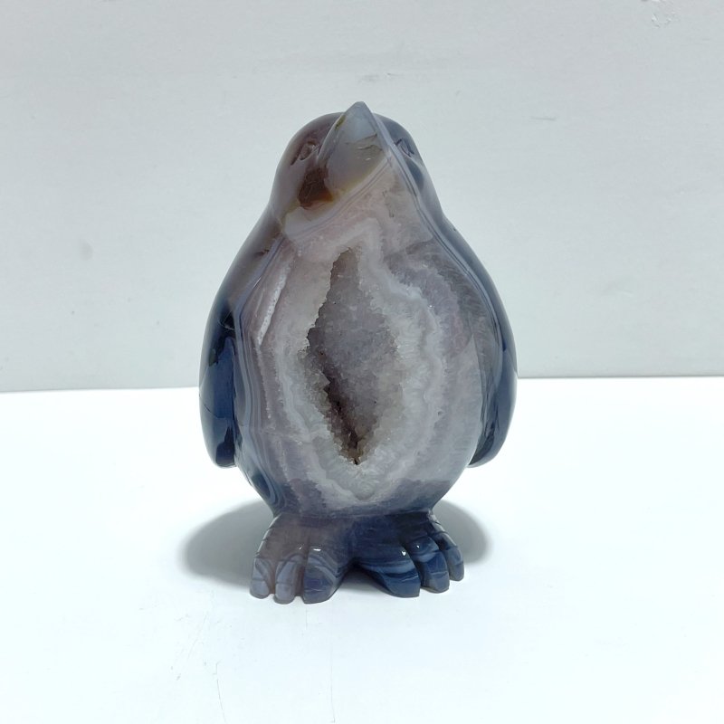 Large Druzy Geode Agate Penguin Carving(Natural Crack) - Wholesale Crystals