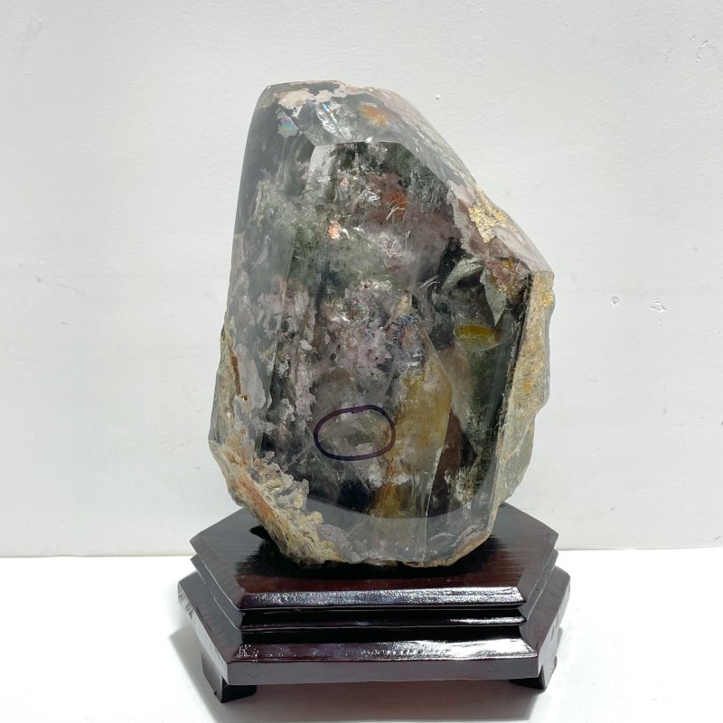 Large Garden Quartz Enhydro Quartz Tower Point With Rainbow - Wholesale Crystals