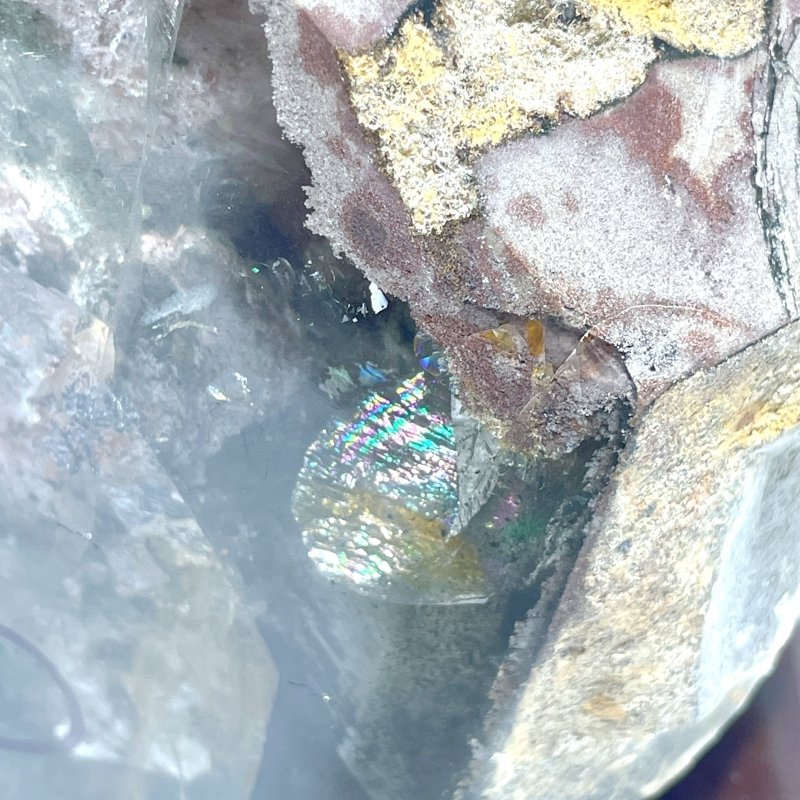 Large Garden Quartz Enhydro Quartz Tower Point With Rainbow - Wholesale Crystals