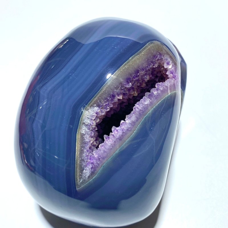 Large Geode Druzy Agate Skull Crystal Carving - Wholesale Crystals