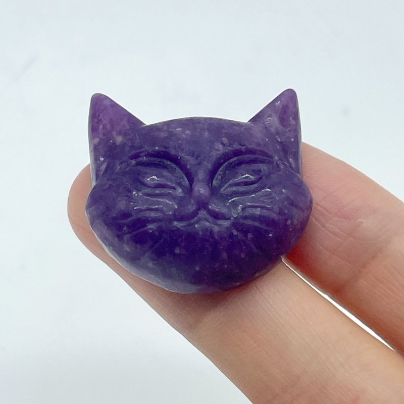 Lepidolite Cat Head Carving Wholesale - Wholesale Crystals