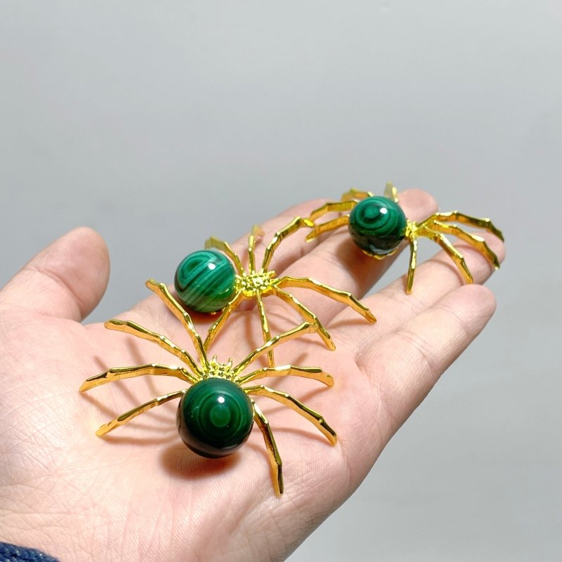 Malachite Sphere Spider Ornament Handmade Alloy Spider Wholesale - Wholesale Crystals