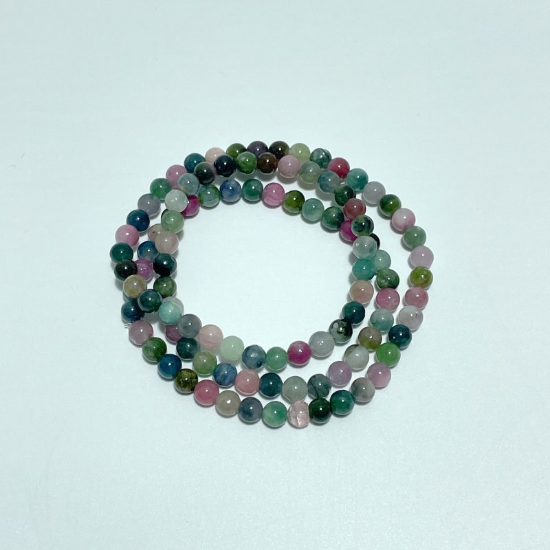 Mini Beads 5mm Colorful Tourmaline 3 - Loop Bracelets Wholesale - Wholesale Crystals