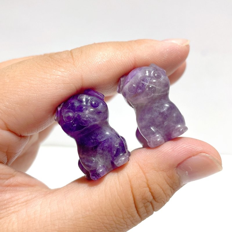 Mini Pug Dog Carving Wholesale Moss Agate Chevron Amethyst - Wholesale Crystals