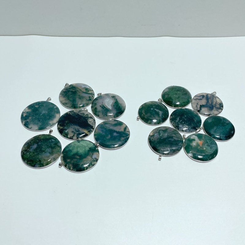 Moss Agate Crystal Pendant Round Shape Wholesale - Wholesale Crystals