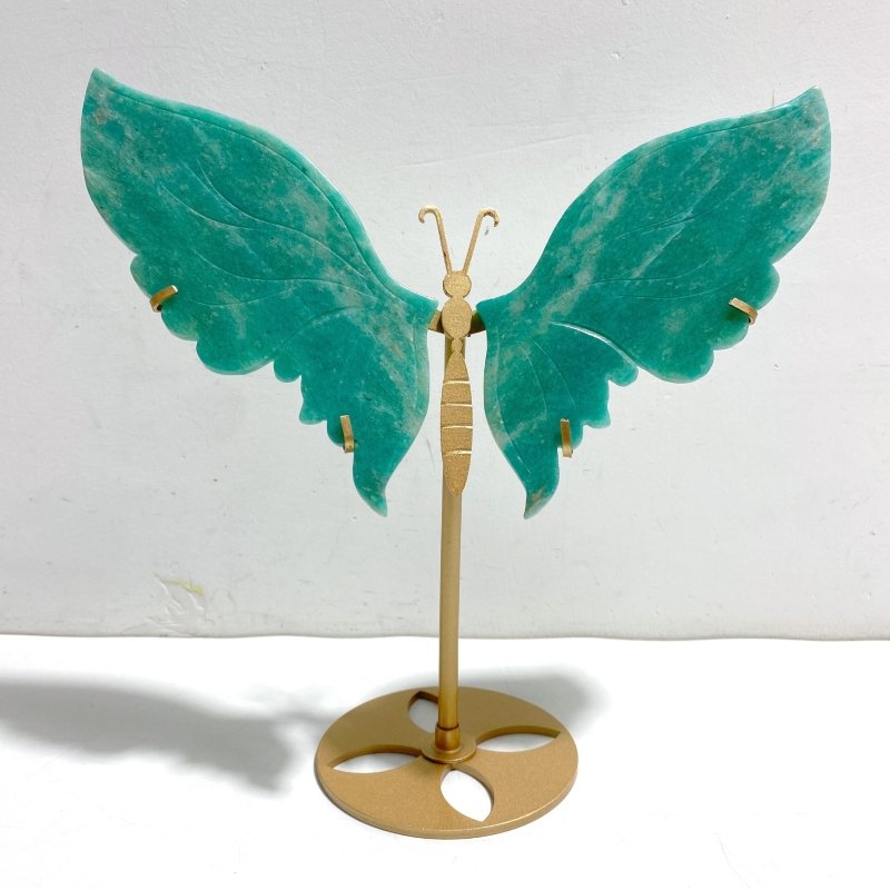 Natural Amazonite Butterfly Carving Wing With Stand - Wholesale Crystals
