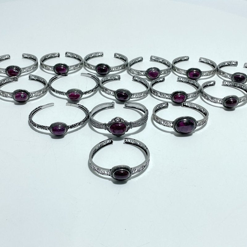 Open Bangle 15 Pieces Delicate Ruby Adjustable Alloy Bracelet - Wholesale Crystals