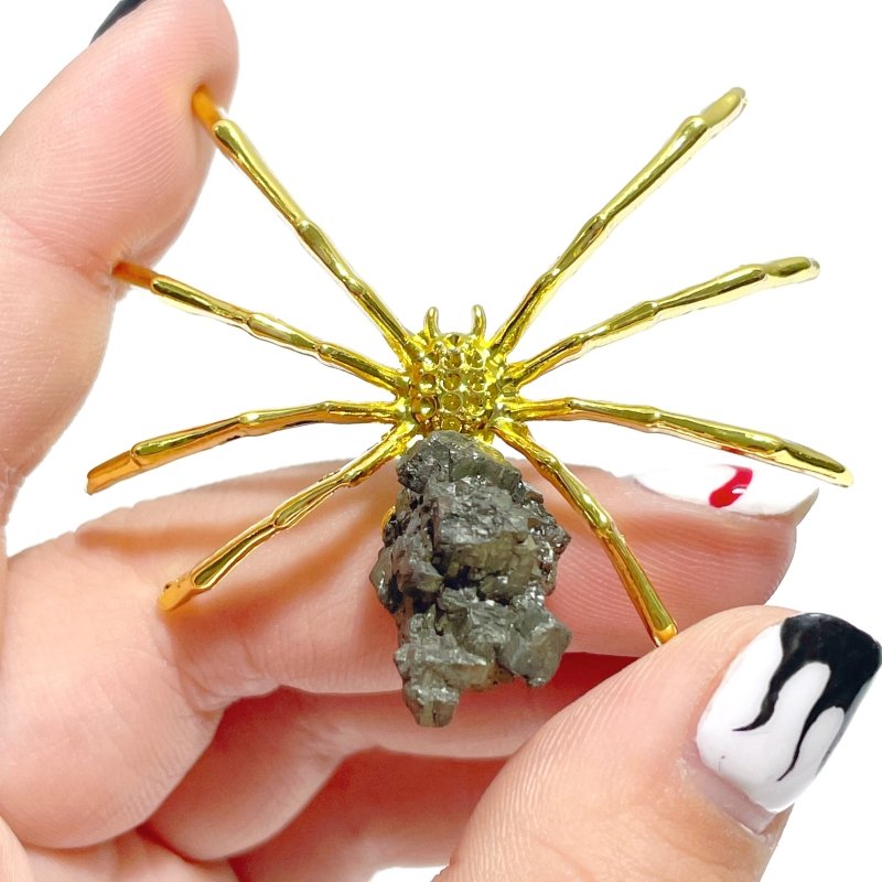 Raw Pyrite Spider Ornament Handmade Alloy Spider Wholesale - Wholesale Crystals