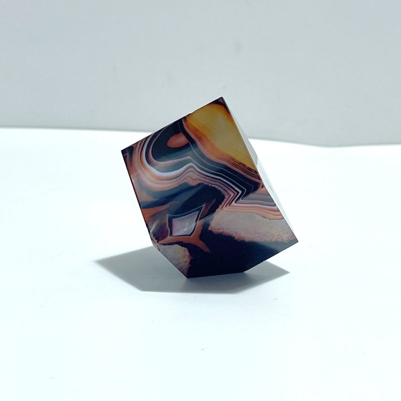 Red&Black Stripe Agate Mixed Quartz Standable Cube Wholesale - Wholesale Crystals