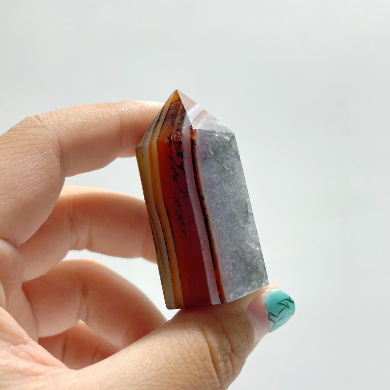 Red&Black Stripe Agate Tower Point Wholesale - Wholesale Crystals