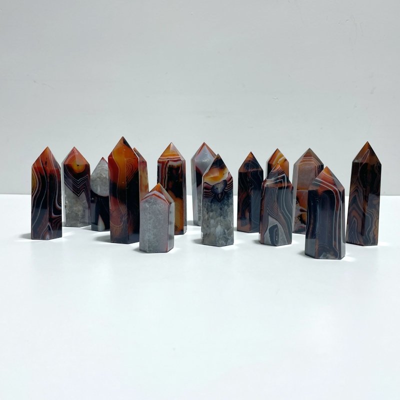 Red&Black Stripe Agate Tower Point Wholesale - Wholesale Crystals