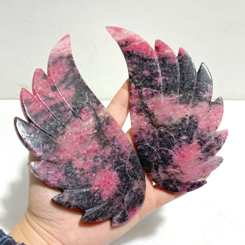 Rhodonite Wing Carving With Stand - Wholesale Crystals