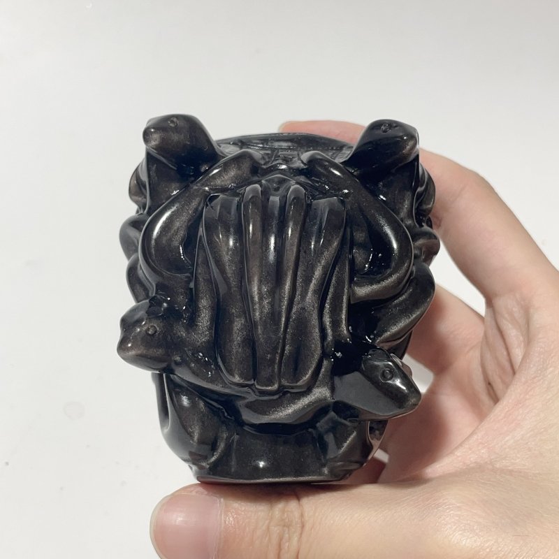 Silver Sheen Obsidian Medusa Carving Wholesale - Wholesale Crystals