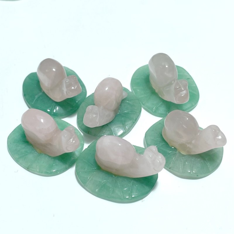 Snail On Leaf Mini Carving Wholesale Tiger Eye Green Aventurine - Wholesale Crystals