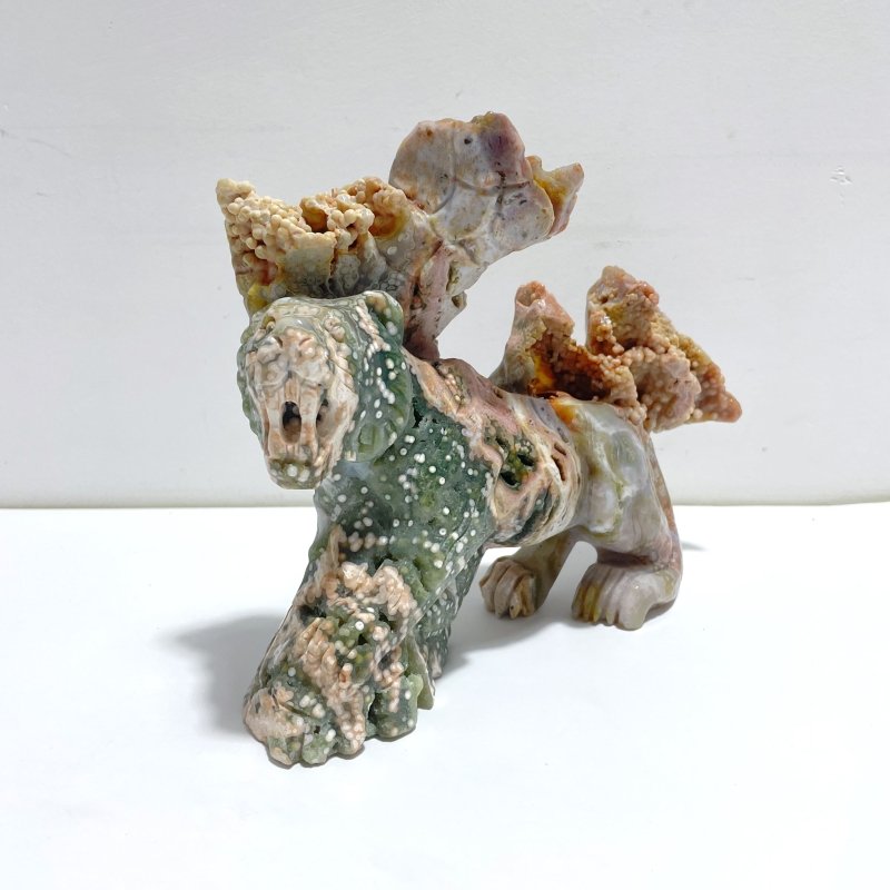 Unique 8th Vein Ocean Jasper Colorful Circle Leopard Carving - Wholesale Crystals