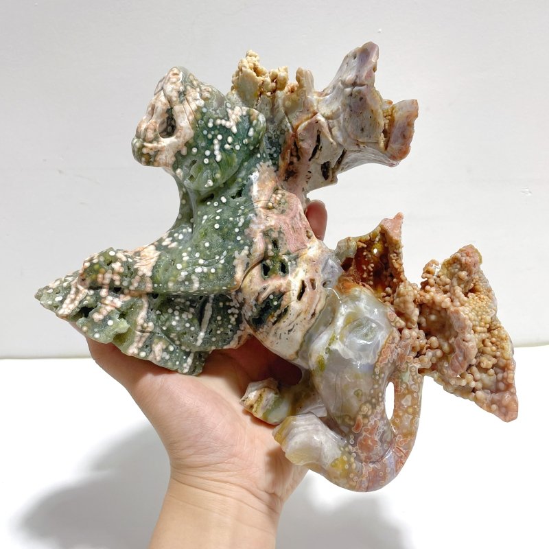 Unique 8th Vein Ocean Jasper Colorful Circle Leopard Carving - Wholesale Crystals