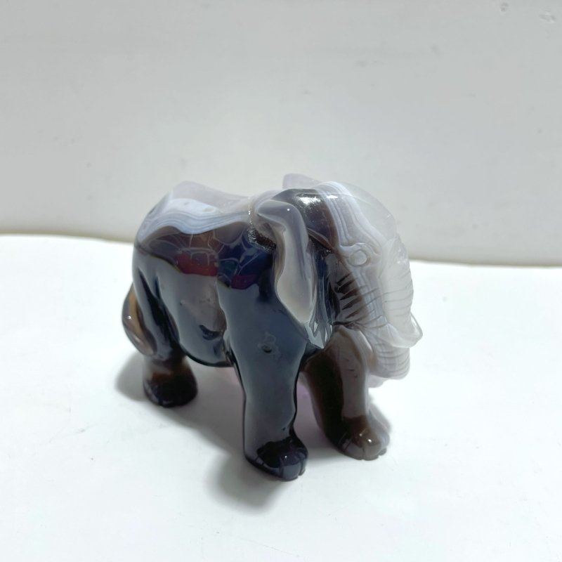 Unique Amethyst Mixed Geode Agate Druzy Elephant Animal Carving A08 - Wholesale Crystals