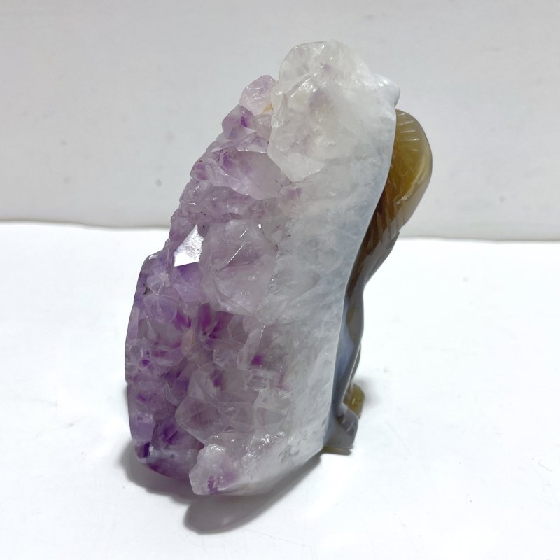 Unique Amethyst Mixed Geode Druzy Agate Elephant Animal Carving A13 - Wholesale Crystals