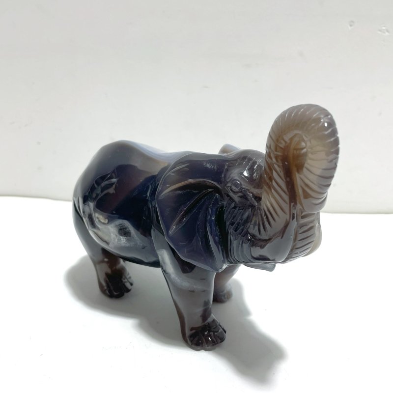 Unique Amethyst Mixed Geode Druzy Agate Elephant Animal Carving A18 - Wholesale Crystals