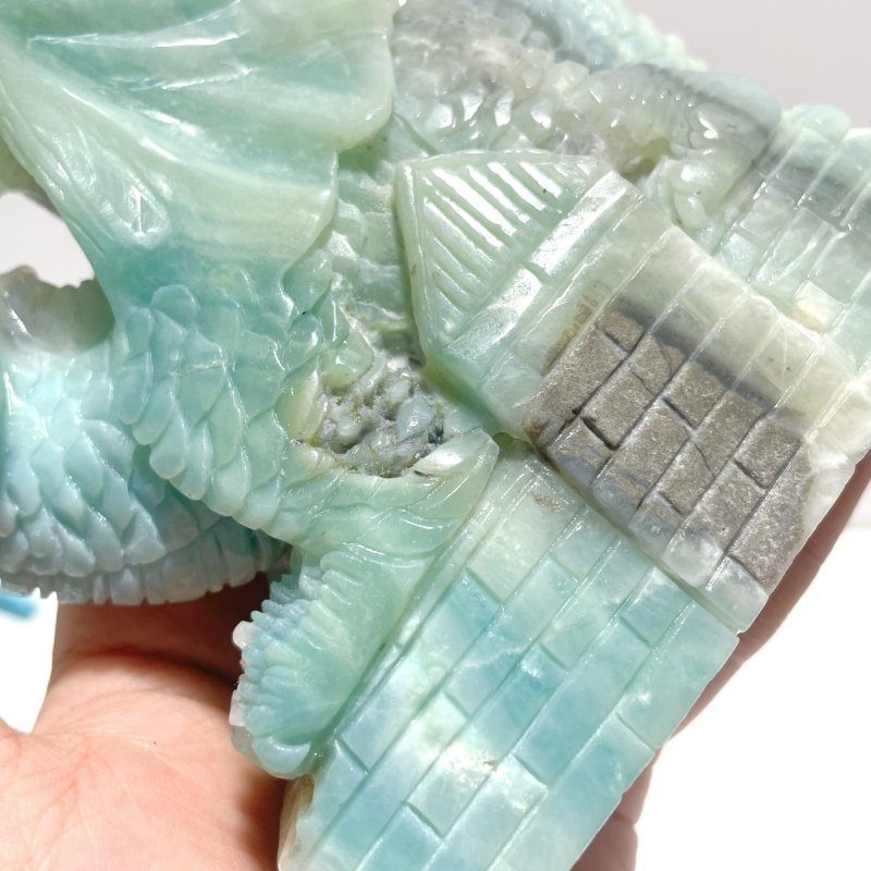 Unique Caribbean Calcite Mixed Pyrite Flying Dragon Castle Carving - Wholesale Crystals