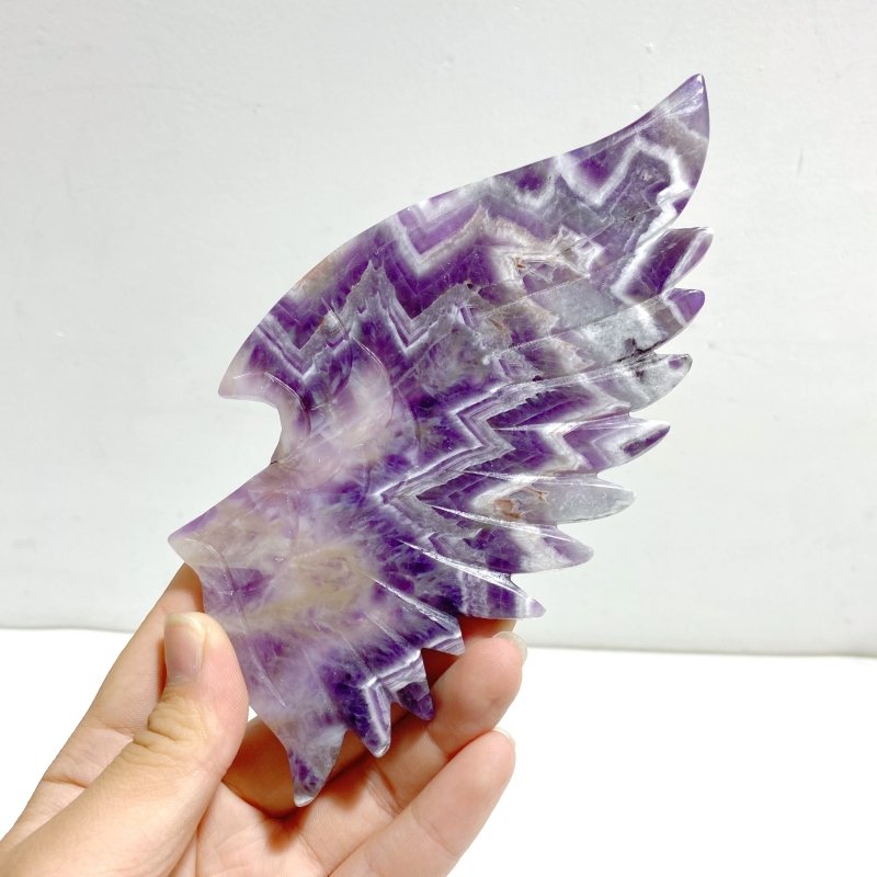 Unique Chevron Amethyst Demon and Angel Wing Carving With Stand - Wholesale Crystals