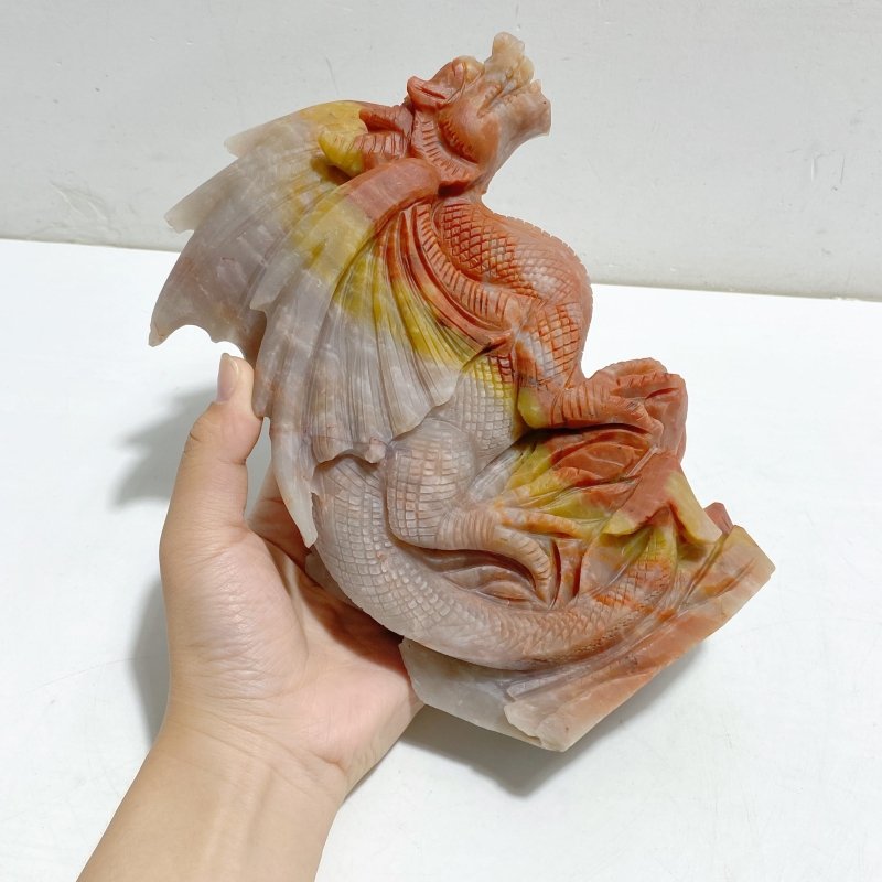Unique China Stone Flying Dragon Castle Carving -Wholesale Crystals