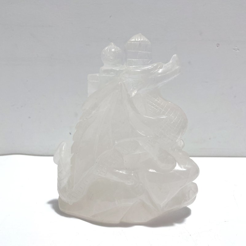 Unique Clear Quartz Flying Dragon Castle Carving - Wholesale Crystals
