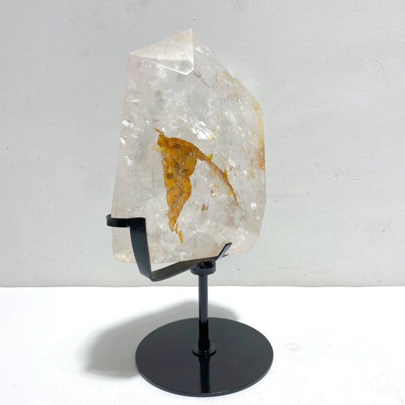 Unique Fire Quartz Dentritic Quartz Double Point With Rainbow With Stand - Wholesale Crystals