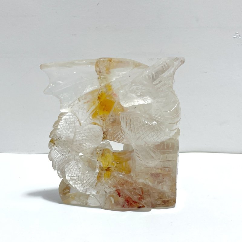 Unique Golden Fire Quartz Hematoid Quartz Flying Dragon Castle Carving - Wholesale Crystals