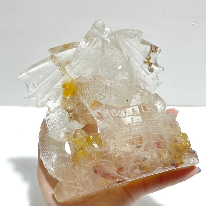 Unique Golden Fire Quartz Hematoid Quartz Flying Dragon Castle Carving - Wholesale Crystals