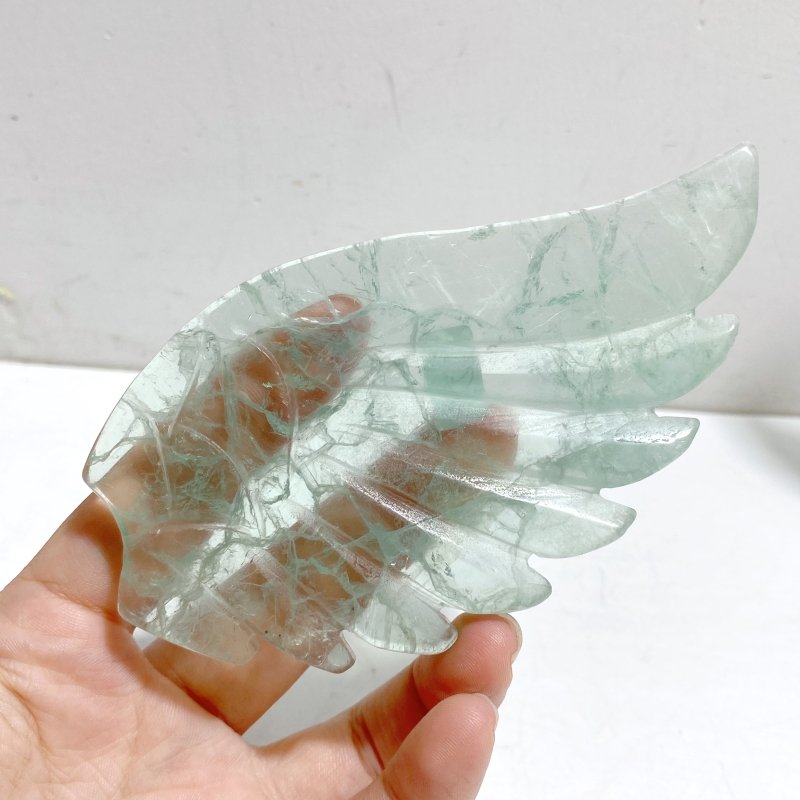 Unique Green Fluorite Heart Wing Carving With Stand -Wholesale Crystals