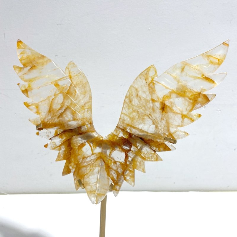 Unique Hematoid Quartz Golden Fire Quartz Butterfly Wing Carving With Stand - Wholesale Crystals