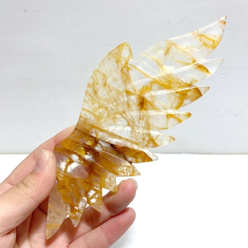 Unique Hematoid Quartz Golden Fire Quartz Butterfly Wing Carving With Stand - Wholesale Crystals