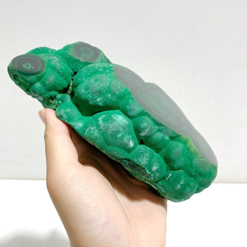 Unique Malachite Raw Bottom With Stand -Wholesale Crystals