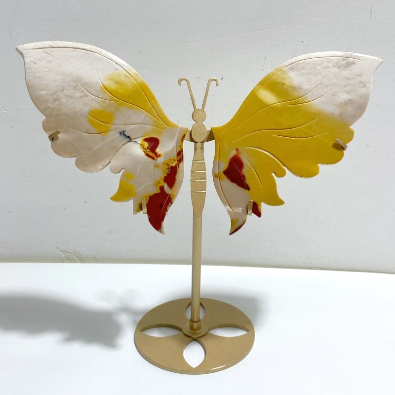 Unique Mookaite Butterfly Wing Carving With Stand -Wholesale Crystals