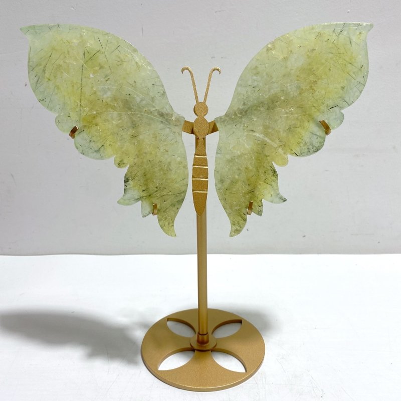 Unique Prehnite Butterfly Wing Carving With Stand - Wholesale Crystals