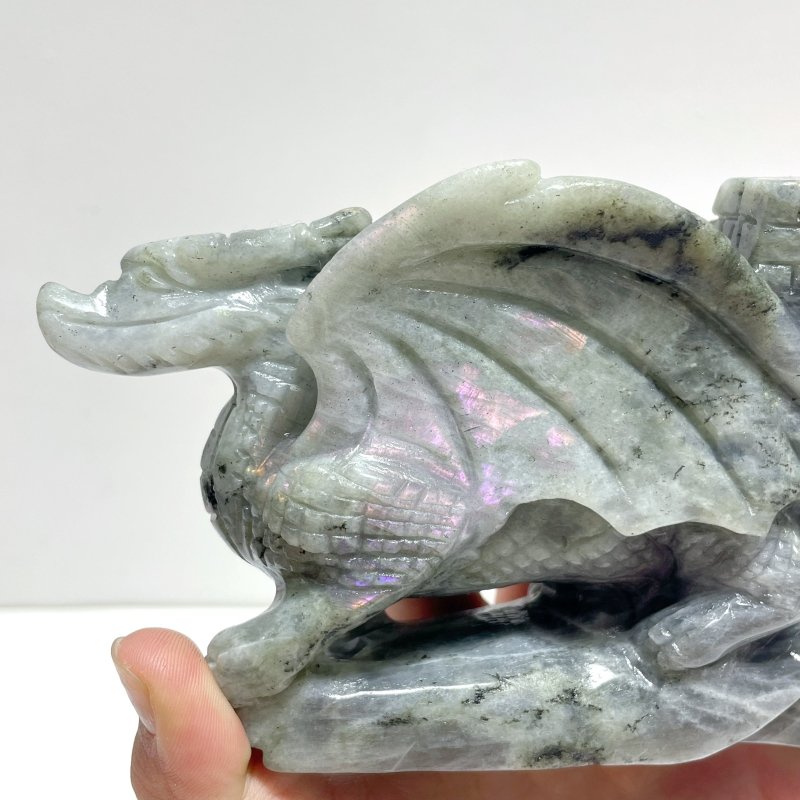 Unique Purple Labradorite Flying Dragon Castle Carving - Wholesale Crystals