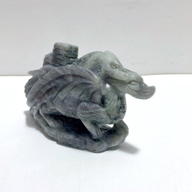 Unique Purple Labradorite Flying Dragon Castle Carving - Wholesale Crystals